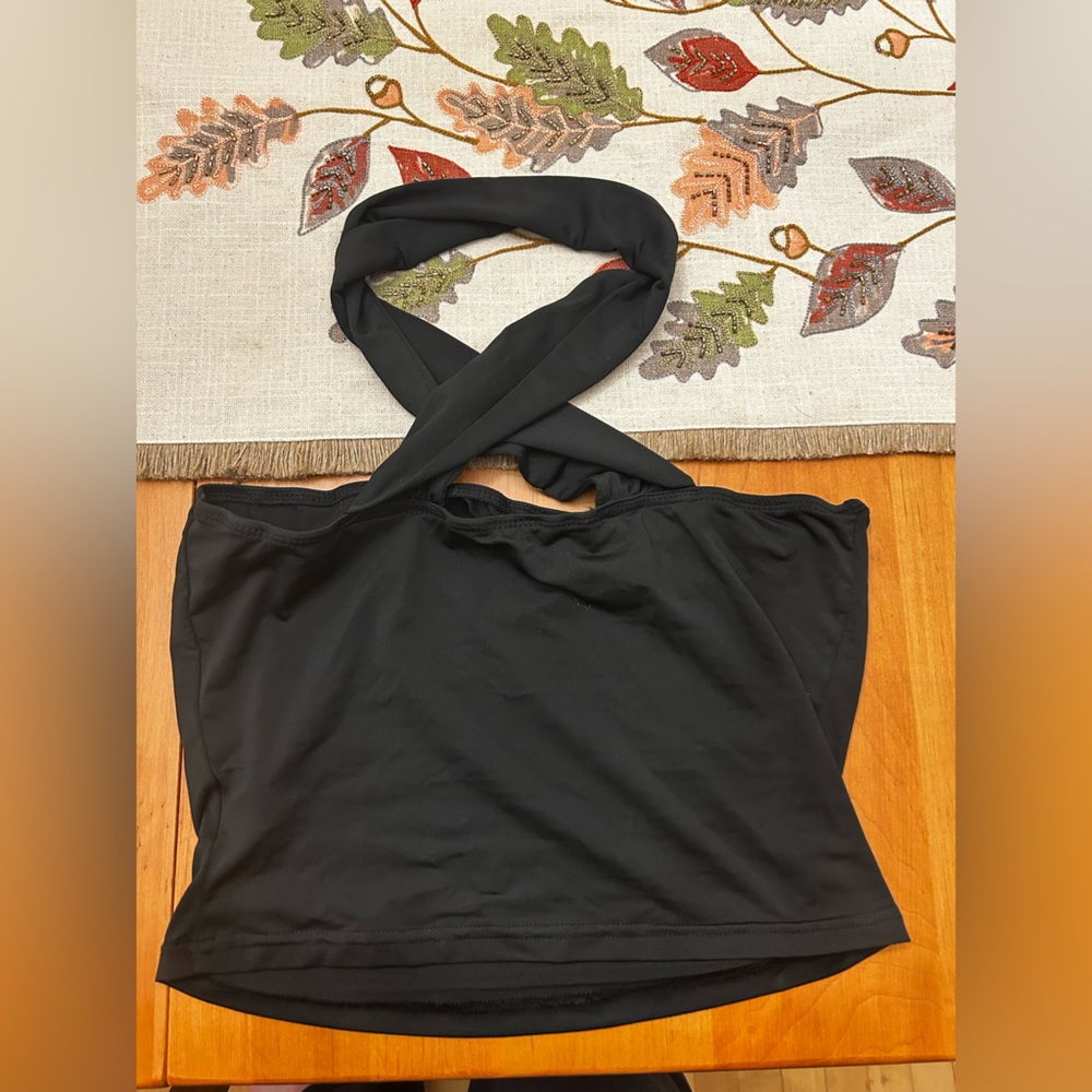 Black Cropped Halter Top - Likely Size M